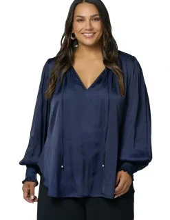 Pink Dusk by Curve Project Feels Like The First Time Blouse in Navy