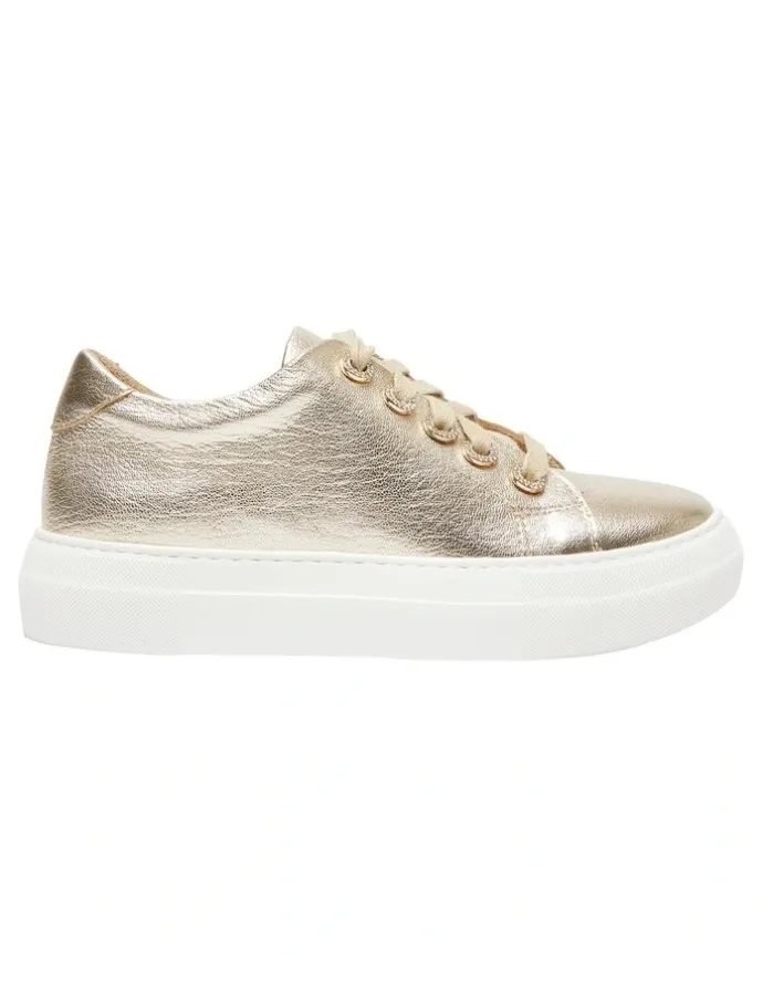 Pink Inc Prisila Leather Sneakers in Gold
