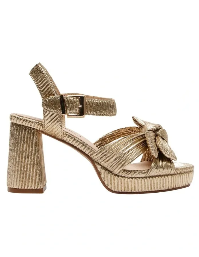 Pink Inc Sherbet Sandals in Gold Pleat