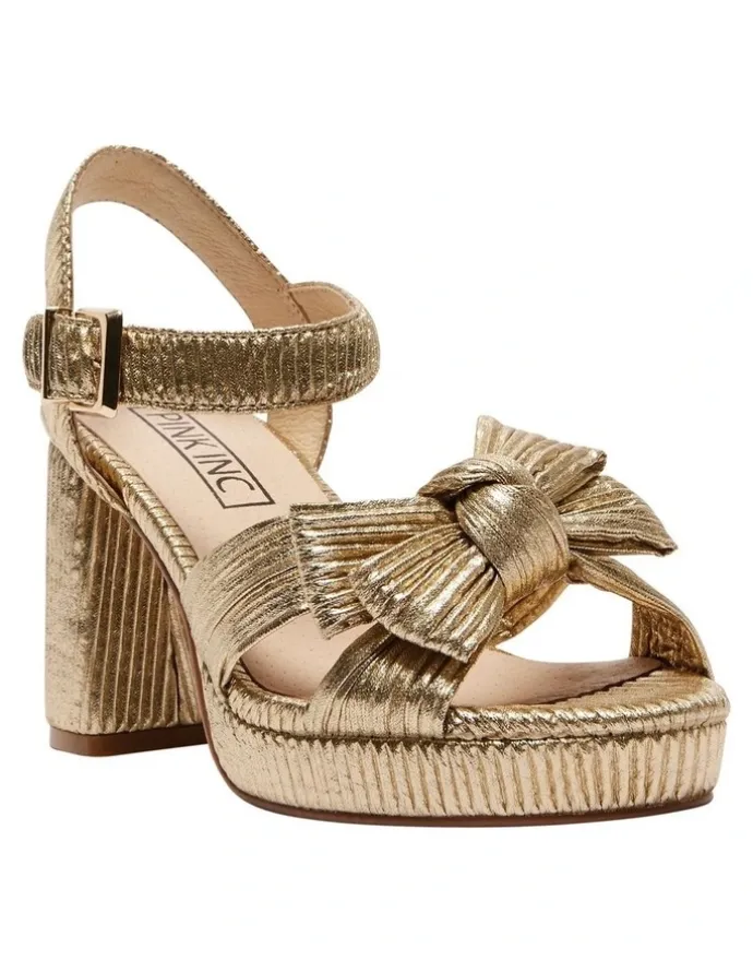Pink Inc Sherbet Sandals in Gold Pleat