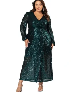 Pink Dusk by Curve Project All I Want Sequin Maxi Dress in Teal