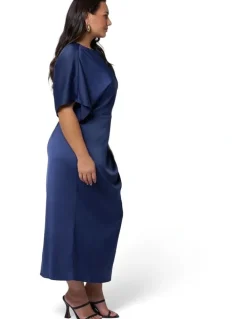 Pink Dusk by Curve Project Dark Romance Satin Midi Dress