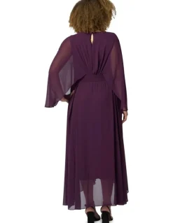 Pink Dusk by Curve Project Electric Chemistry Cape Maxi Dress in Plum