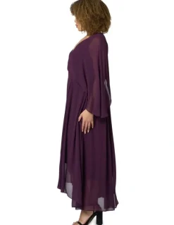 Pink Dusk by Curve Project Electric Chemistry Cape Maxi Dress in Plum
