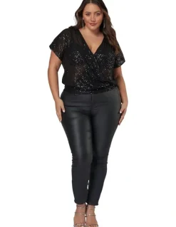 Pink Dusk by Curve Project Flashy Sequin Top in Black