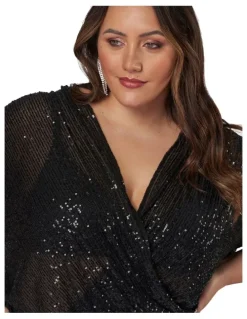 Pink Dusk by Curve Project Flashy Sequin Top in Black