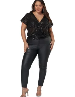 Pink Dusk by Curve Project Flashy Sequin Top in Black