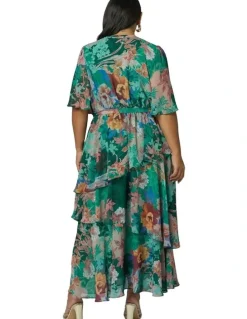 Pink Dusk by Curve Project Hypnotic Maxi Dress in Green