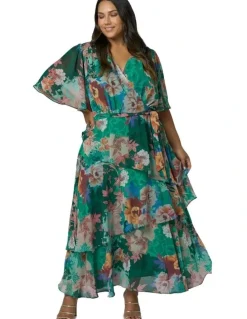 Pink Dusk by Curve Project Hypnotic Maxi Dress in Green