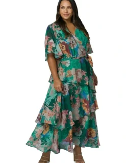 Pink Dusk by Curve Project Hypnotic Maxi Dress in Green