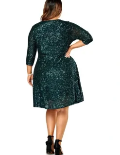 Pink Dusk by Curve Project Jelly Sequin Dress in Teal
