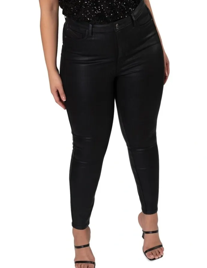 Pink Dusk by Curve Project Luxe Stretch Coated Jean in Black
