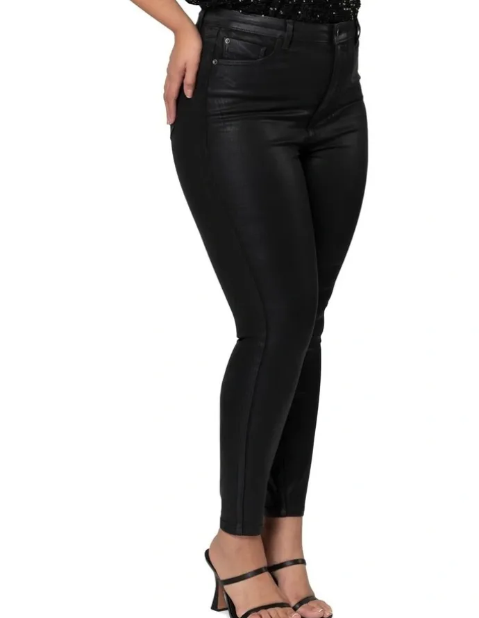 Pink Dusk by Curve Project Luxe Stretch Coated Jean in Black