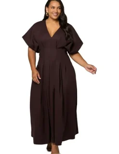 Pink Dusk by Curve Project Magnetic Pull Maxi Dress in Brown