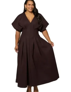 Pink Dusk by Curve Project Magnetic Pull Maxi Dress in Brown