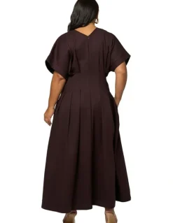 Pink Dusk by Curve Project Magnetic Pull Maxi Dress in Brown