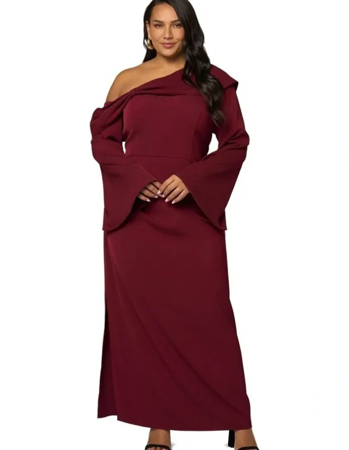 Pink Dusk by Curve Project Say My Name Midi Dress in Red