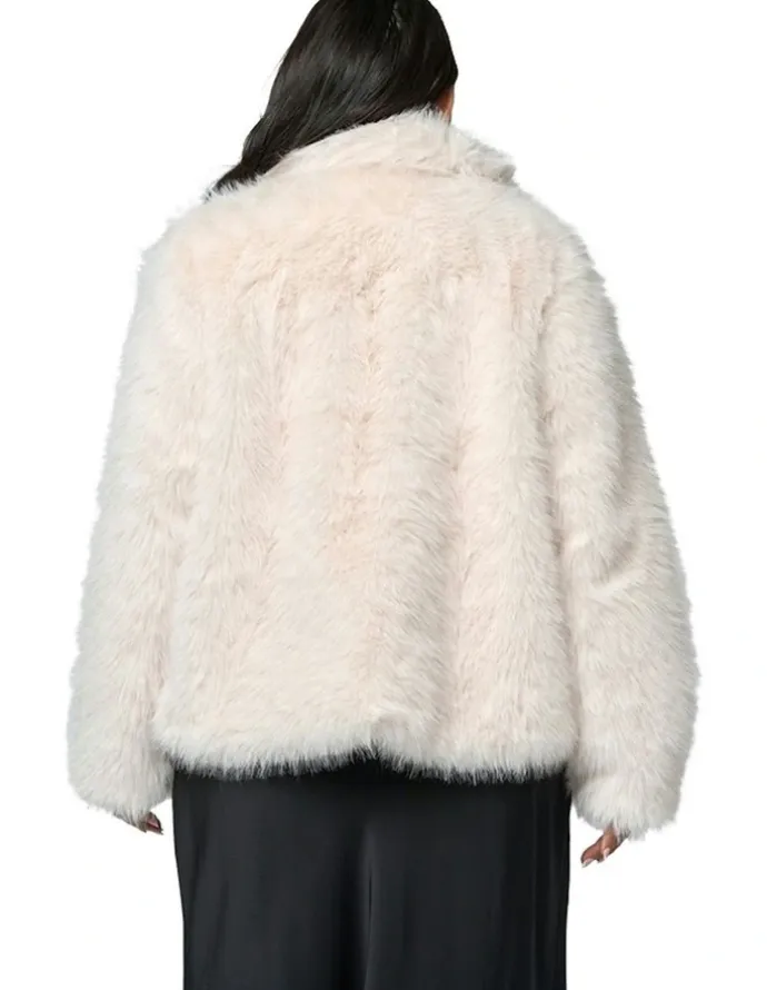 Pink Dusk by Curve Project Seductive Charm Fur Coat in Beige