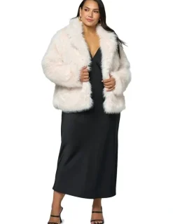 Pink Dusk by Curve Project Seductive Charm Fur Coat in Beige
