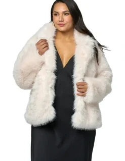 Pink Dusk by Curve Project Seductive Charm Fur Coat in Beige