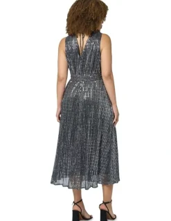 Pink Dusk by Curve Project Sparkle Bright Midi Dress in Black