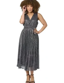 Pink Dusk by Curve Project Sparkle Bright Midi Dress in Black