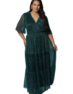Pink Dusk by Curve Project Steamy Encounters Maxi Dress in Green