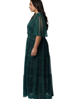 Pink Dusk by Curve Project Steamy Encounters Maxi Dress in Green