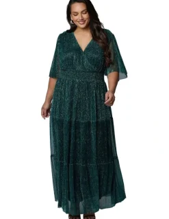 Pink Dusk by Curve Project Steamy Encounters Maxi Dress in Green