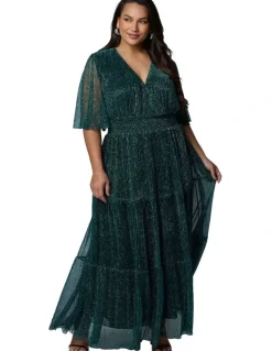 Pink Dusk by Curve Project Steamy Encounters Maxi Dress in Green