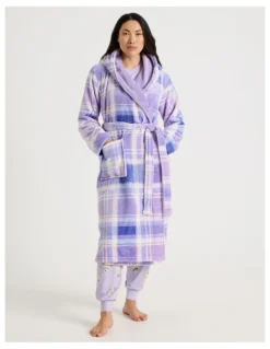 PJ Club Hooded Robe in Winter Check Print