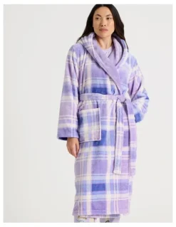 PJ Club Hooded Robe in Winter Check Print