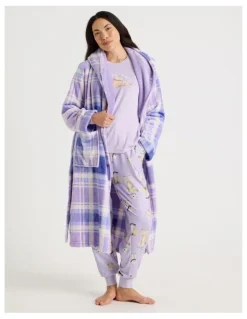 PJ Club Hooded Robe in Winter Check Print