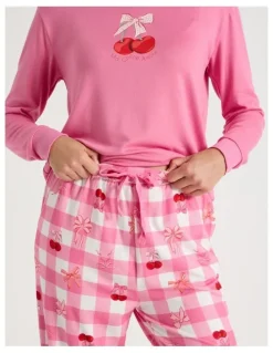 PJ Club Pyjama Set in Cherry Gingham Print