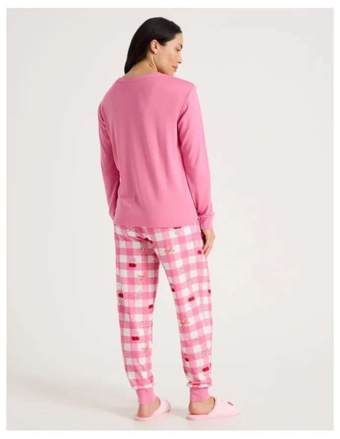 PJ Club Pyjama Set in Cherry Gingham Print