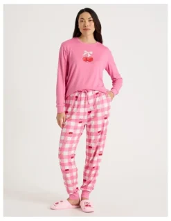 PJ Club Pyjama Set in Cherry Gingham Print