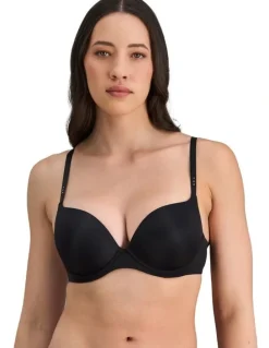 Pleasure State FMO Smooth 200% Boost Push Up Plunge Bra in Black