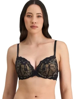 Pleasure State Lace 200% Boost Push Up Plunge Bra in Black