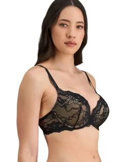Pleasure State Lace 200% Boost Push Up Plunge Bra in Black