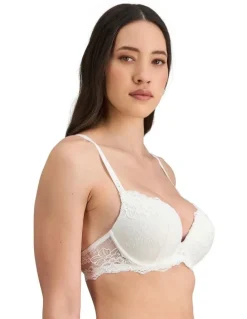 Pleasure State My Fit Lace Push-Up Plunge Bra in White