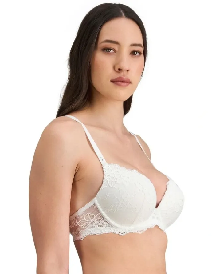 Pleasure State My Fit Lace Push-Up Plunge Bra in White