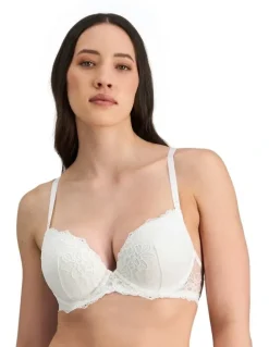 Pleasure State My Fit Lace Push-Up Plunge Bra in White