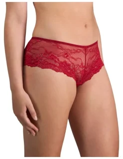 Pleasure State My Fit Lace Brazilian Brief in Jester Red