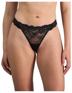 Pleasure State My Fit Lace Thong in Black