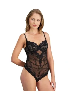 Pleasure State My Fit Lace Bodysuit in Black