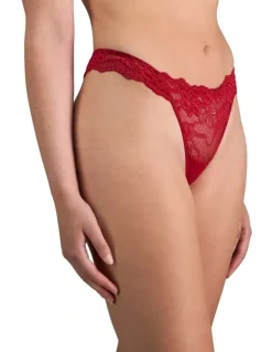 Pleasure State My Fit Lace Thong in Jester Red