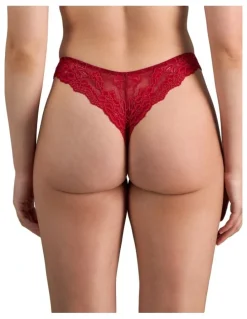 Pleasure State My Fit Lace Thong in Jester Red