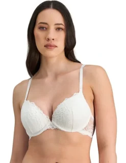 Pleasure State My Fit Lace Graduated Push up Plunge Bra in White