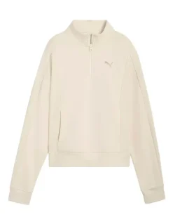 Puma Class Relaxed Half-Zip Hoodie in Cream