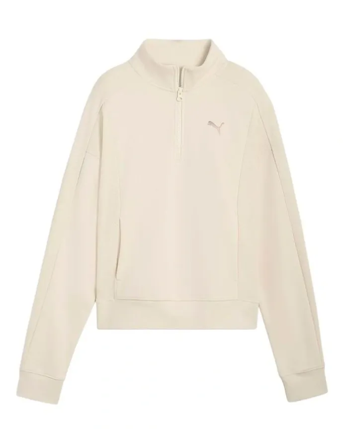 Puma Class Relaxed Half-Zip Hoodie in Cream